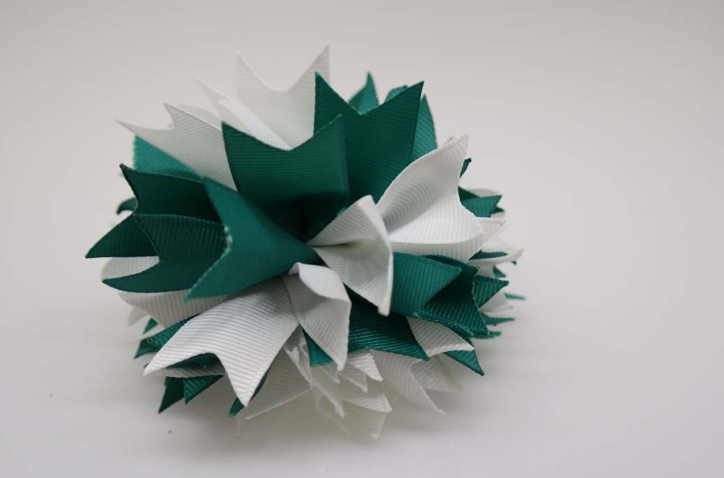 Small bowtique hair Bow with colors  Jade, White